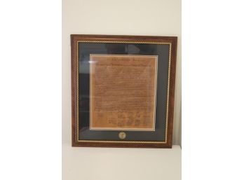 Framed Print US Constitution With Bronze NRA Medallion Coin