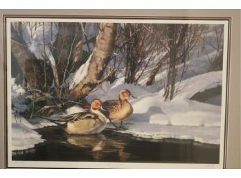Framed NRA Wildlife Artwork Sprigs And Snow By Paco Young 2002 With COA