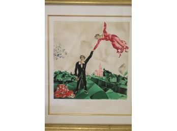 Framed The Promenade By Marc Chagall Posthumous Lithograph 5/399