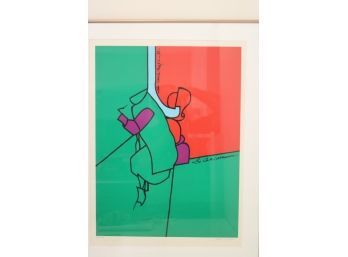 Framed Modern Abstract Lithograph Signed J Edijoyner (?) No. 135/150