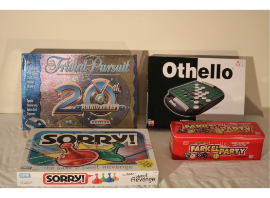 4 Board Games Trivial Persuit, Othello, Sorry, And Farkel Party