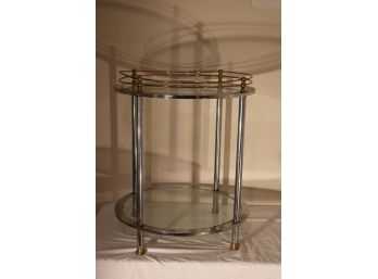 Vintage Glass Chrome And Brass Round Table
