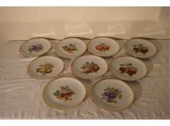 Vintage Hutschenreuther Selb / PASCO Made In Bavaria, Germany Gold Trimmed Fruit Plates