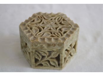 Vintage Carved Stone Trinket Box