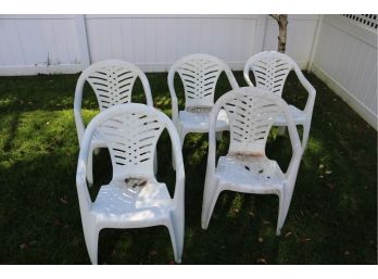 Set Of 5 Plastic Stacking Patio Chairs