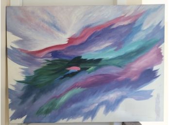 Signed Jackie Lam Painting On Canvas 48' X 36'