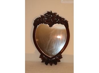Vintage Wood Frame Mirror Grape Leaves Grapes