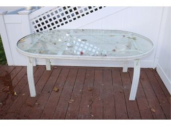 Aluminum Oval Glass Top Patio Table