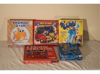 5 Kids Board Games: Animal Soup, Pop 'n' Hop, Tumble, Chinese Checkers, Out Of Sight