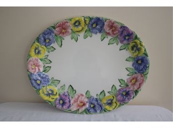 Mann Hand Painted Pansy Platter Made In Italy