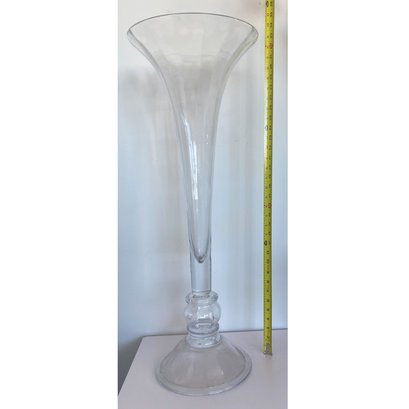Large Clear Glass Trumpet Vase