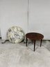Vintage Stone Top Round Table With Wood Base