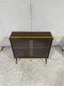 Vintage Mid Century Modern Small Console With Sliding Glass Doors #1