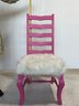Barbie Inspired Ladderback Chairs With Cream Faux Fur Seats (set Of 5)