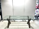 Theodore Alexander Industrial Modern Table With Chrome Accents