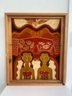 Vintage Framed Indonesian Batik Fabric Of Two Village Woman-Signed Wahyu Mahyar . Yogya .77 .