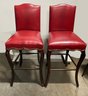 Pair Of Red Faux Gator Bar Stools-#3