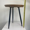 Tripod End Table  With Black Metal Led & Natural Wood Top