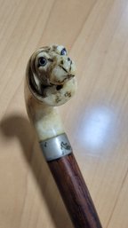 Bespoke Walking Stick With Carved Dog Head Handle