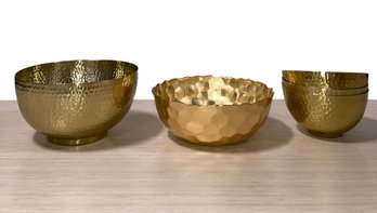 Gold Bowls (5) Hammered Metal (1) Glass Bowl