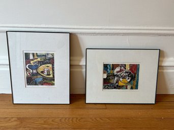Set Of Two Framed Works Of Fine Artist K.e. Luttrell (with Personal Note On Back. Dated 2001)