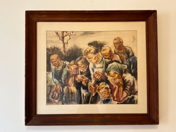 Framed Share Cropper's Funeral(Signed) Believed To Be The Early Work Of Georges Schreiber