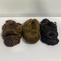 A Trio Of Women's Brunette Wigs (1950's Hair Styles)