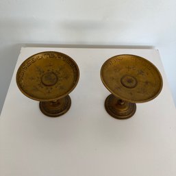 Pair Of Vintage Pillar Candle Holders (Metal)