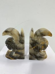 Carved Marble Book Ends