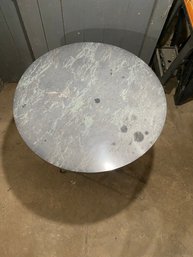 Metal Base Caf Table With Faux Marble Top