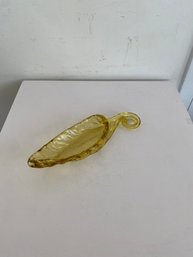 Vintage Yellow Cornucopia Glass Ashtray