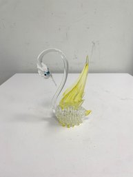 Vintage Yellow Spun Glass Swan Figurine