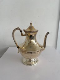 Vintage Silver Plated Copper Teapot With Scrollwork Detailing