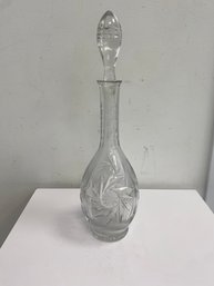 Vintage Bulb-Shaped Pinwheel Wheat Glass Decanter With Stopper