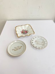 Vintage Royal Stuart Scalloped Candy Dish & 2 Personalized Plates (3-piece Set)