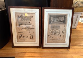 A Pair Of Vintage Framed Technical Prints