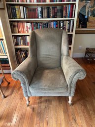 Upholstered Wing Back Chair With Rolled Arms