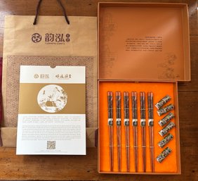 Set Of 6 Yunhong Crafts Chopsticks With Chopstick Rests In Original Box