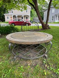 Round Outdoor Table With Metal Base
