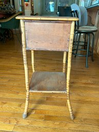 Rare Vintage Sewing Box Side Table With Bamboo Frame