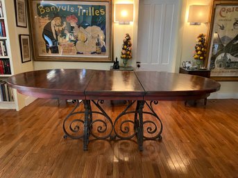 Metal Based Dining Table With Leaves And Additional Flat Top