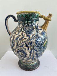 Vintage Hand-painted Majolica Pitcher (believed To Be Vincenzo Calo)
