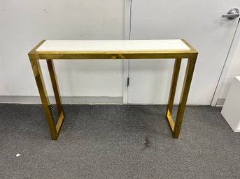 Gold Tone Console Table With White Top