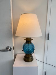 Vintage Blue Hobnail Glass Lamp
