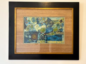 Framed Abstract With Blues & Greens (Signed) Monogram LRF