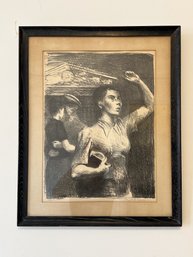Framed Drawing 'Farewell' (signed) Believed To Be The Work Of Raphael Soyer