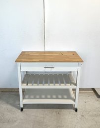 Kitchen Island Cart With Wood Butcher Block Top