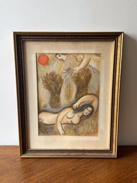 Marc Chagall Lithograph 'the Bible' Boaz Wakes Up And Sees Ruth