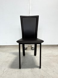 Dark Brown Leather Chair With Beige Thread Accent Trim