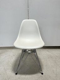 Herman Miller Eames Chrome & White Molded Side Chair